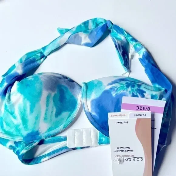 - COCO REEF  Contours Cameo Printed Bra-Sized Halter Bikini Top 8/ 32C New… - Picture 9 of 11